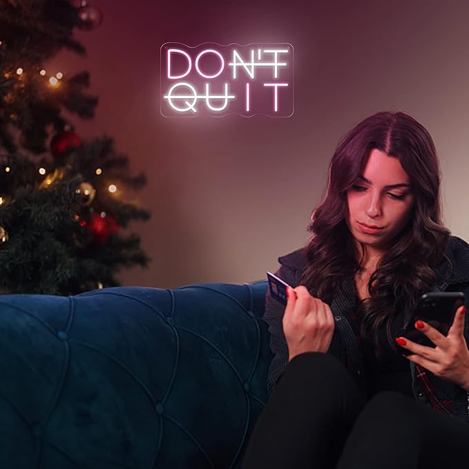 Don't Quit LED Neon Sign for Wall Decor, DO IT Neon Lights Party Decorations, USB Powered Switch Lighting Adjustable for Office, Gym, Man Cave, Gamer Room Decor