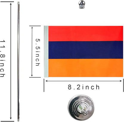 GentleGirl.USA Armenia Table Flags,Stick Small Mini Armenian Flag Office Desk Flag on Stand with Stand Base, International Festival Decoration,Armenian Theme Party Decoration,Home Desk Decoration
