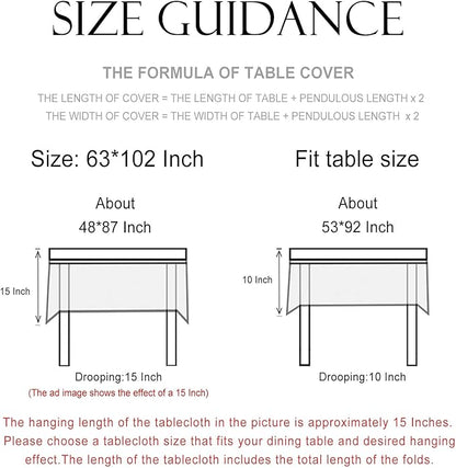 patdrea Designer French Light Brown Long Rectangle Table Cloth,Linen Floral Durable Breathable Tablecloth,Decorative for Kitchen Dining,Parties,Tea Party,Christmas,Thanksgiving,63"x102"-Cudillero