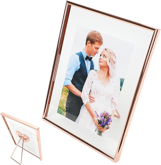 6"x8" Rose Gold Heart Floating Frame, For Picture 5x7,4x6,3x5, Tabletop Shelf Photo Frame, Classy For Thanksgiving, Home or Wedding Decoration