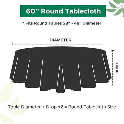 Biscaynebay Fabric Round Tablecloths 60", Black/Grey Scottish Plaid Table Cloth Small Circle Folding Table Covers Water Resistant for Dining, Kitchen, Wedding & Parties, etc