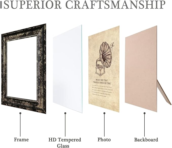 5x7 Picture Frame with Real Glass, 4 set Ornate Vintage Picture Frames for Wall or Tabletop Display, 5 x 7 photo Frame for Wall home best gift