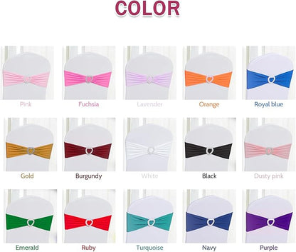 Howhic Pack of 30 Spandex Chair Sashes Bows Stretch Chair Cover Band with Buckle Slider Universal Elastic Chair Ties for Wedding Banquet Party Event Decoration (Gold)