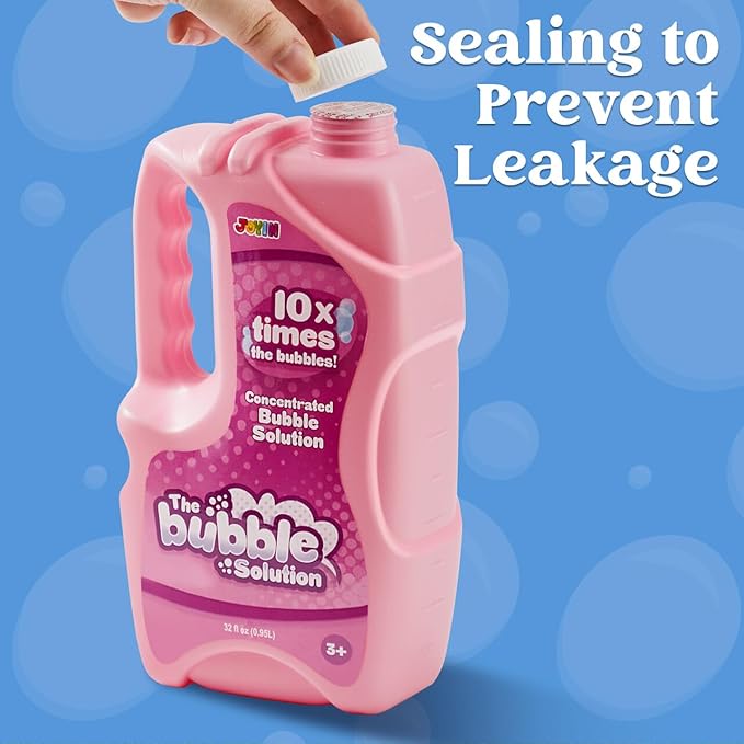 JOYIN 32 oz Bubble Solution Refills (Close to 1L/ 2.5 Gallon), Concentrated Solution for Bubble Machine, Wands, Blower, Easter (Pink)