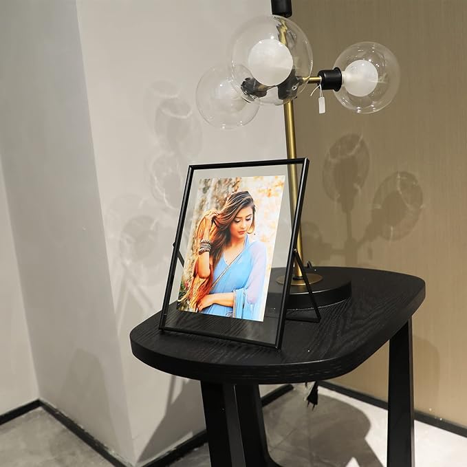 Black Floating Frame, 8"x10", Vertical, For Picture 7x9, 6x8, 5x7, Tabletop Shelf Photo Frame, For Father or Mother, Classy For Birthday or Wedding, Home or Office Décor