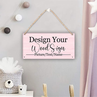 Personalized Rustic Wooden Sign, Custom Plaque Wall Hanging, Art Wood Board Sign for House, Customized Name Sign, Gifts for Family Members Teachers Friends 11.8x5.9 inch