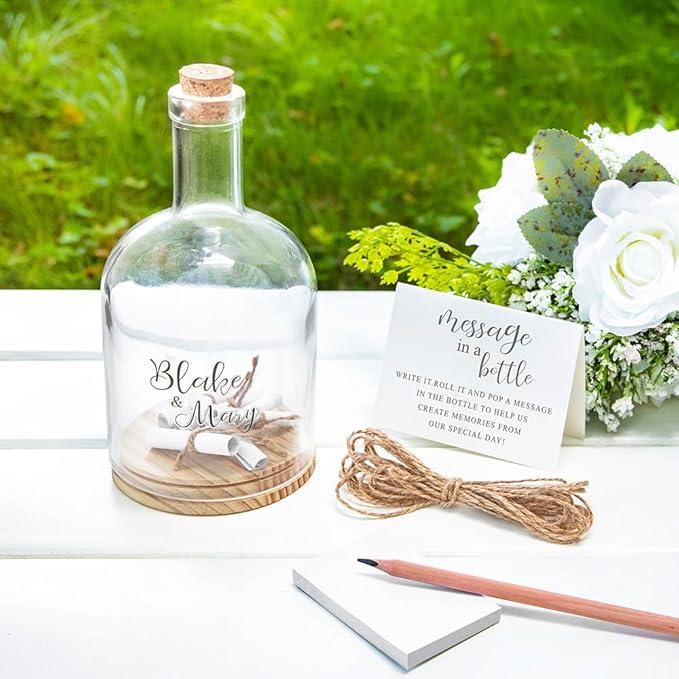 callie Personalized Message in a Bottle Wedding, Custom Couple Names Text on Wedding Guest Book Wedding Reception with Card, Wedding Essentials Wedding Decor Bridesmaid Gifts for Her Him