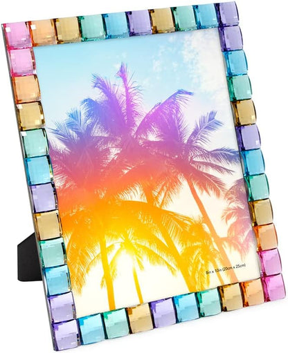 Isaac Jacobs Decorative Sparkling Jewel Picture Frame, Photo Display & Home Décor (8x10, Rainbow)