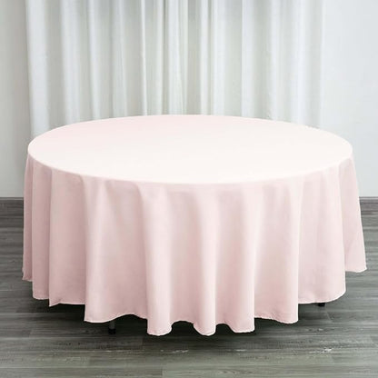 Efavormart Round Tablecloth, 108 Inch Stain & Wrinkle Resistant Washable Table Cloth, Decorative Polyester Fabric Table Cover for Banquet, Wedding, Dining- Blush