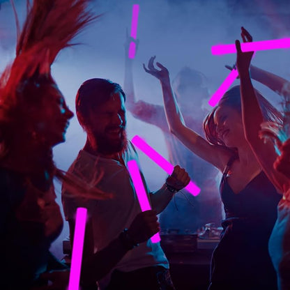 Glow Foam Sticks Bulk, 24 Pcs Pink Giant LED Light Up Sticks 3 Modes Flashing Glowing Baton Wands Party Supplies for Wedding, Raves,Concert,Birthday,Christmas, Halloween,Sporting Events