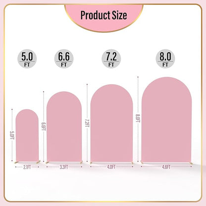LEBENGURU Upgraded 5FT Wedding Arch Cover, Dusty Pink Spandex Fitted Arch Backdrop Cover, Round Top Chiara Stand Covers for Birthday Party Baby Shower Banquet Balloon Décor