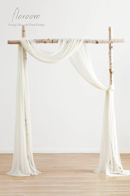 Floroom Wedding Arch Draping Fabric 2 Panels 20Ft Ivory Chiffon Fabric Drapes Arbor Drapery Wedding Ceremony Reception Swag Decorations