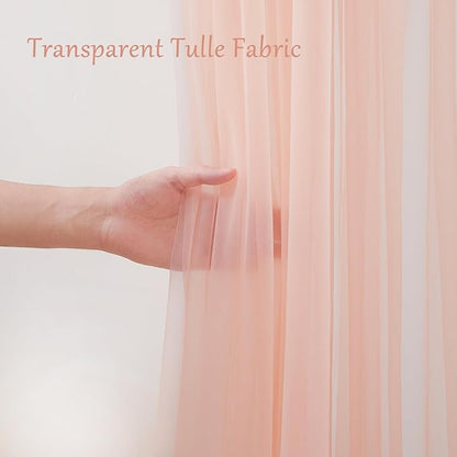 20x10 Peach Tulle Backdrop Curtains for Parties, Sheer Backdrop Curtain Wedding Photo Background Drapes for Baby Shower Photography Birthday Party