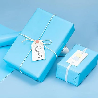 Vanhench 36" x 2400" (200') Sky Blue Wrapping Paper, Solid Color Art Kraft Craft Paper for Birthday Gift Wrapping, Baby Shower, Bouquet Flower Packing Poster Bulletin Board Construction