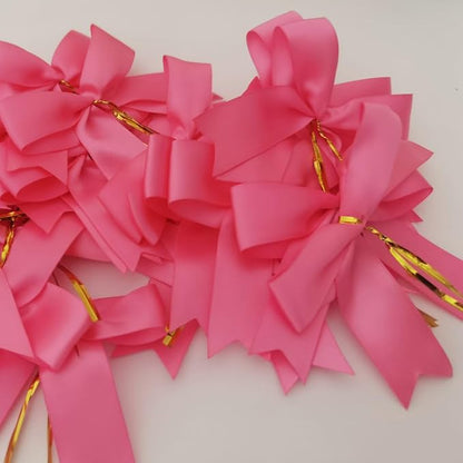 50pcs 3-1/2" Hot Pink Satin Ribbon Bows with Twist Ties for Gift Wrapping Packing Christmas Decoration(Hot.Pink)