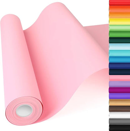 Pink Wrapping Paper, 15"x900" Solid Color Light Pink Art Craft Poster Bulletin Board Decorative Paper for Mother's Day Birthday Valentines Wedding, Bouquet Flower Gift Wrap for Women Girls 80GSM 55LB