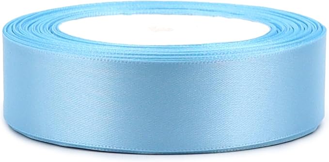 Sky blue Solid Satin Ribbon 1 Inch 25 Yards Solid Polyester Fabric Ribbon for Gift Wrapping Wedding Christmas Baby Shower Birthday Party Decoration Handmade Immortal Flower Craft