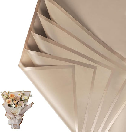 NESCCI 20 Sheet Flower Wrapping Paper - Waterproof Floral Bouquet Wrapping Paper, Florist Supplies Packaging Paper for Wedding Birthday Gift DIY (Grey Khaki)