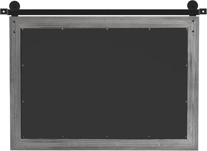 COGOOD Farmhouse Bathroom Mirror - 41" x 30" Rustic Barn Door Mirror for Living Room, Entryway, Bedroom, Vanity Wall Decor (Grey)