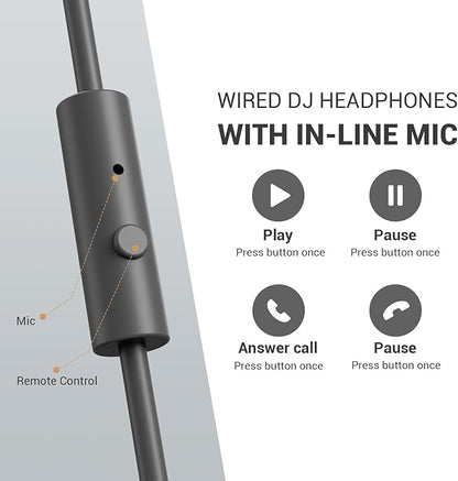 OneOdio Wired Over Ear Headphones Studio Monitor & Mixing DJ Stereo Headsets with 50mm Neodymium Drivers and 1/4 to 3.5mm Jack for AMP Computer Recording Podcast Keyboard Guitar Laptop - Grey