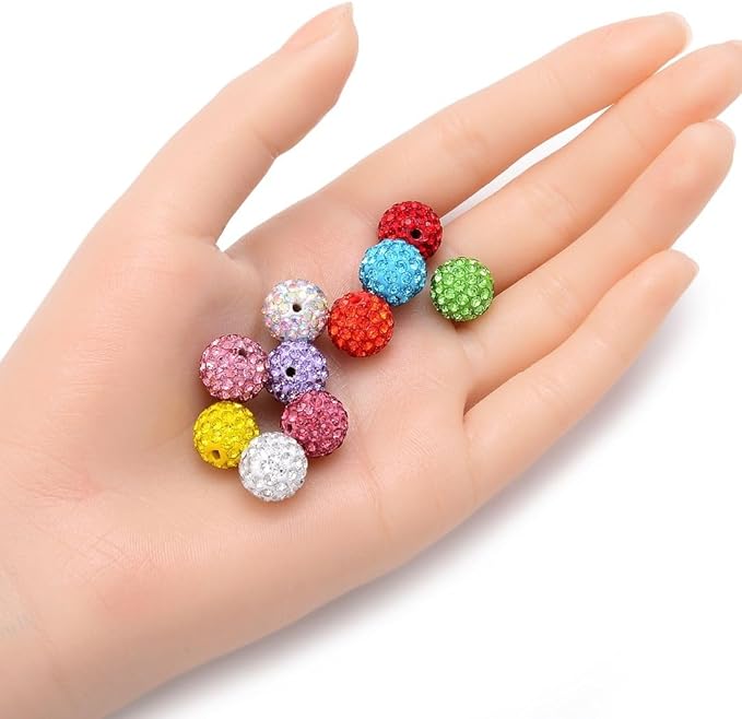 100pcs Adabele Grade A Suncatcher Crystal Rhinestone Pave Loose Beads 12mm Light Sapphire Blue Polymer Clay Disco Ball Spacers Compatible with Shamballa All Craft Jewelry Making DB12-14
