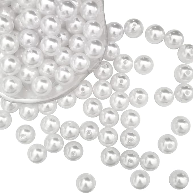 100Pcs 16mm White Pearl Beads for Cratfs,Big Size Loose Pearl Beads with Hole Faux Pearls Round White Beads for Jewelry Making,DIY Craft Bracelets,Vase Fillers,Table Scatter Home Wedding Decoration
