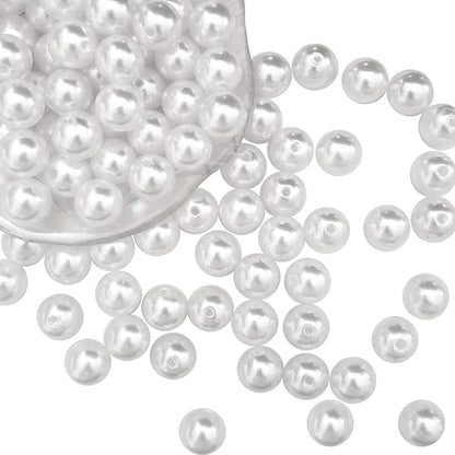 100Pcs 16mm White Pearl Beads for Cratfs,Big Size Loose Pearl Beads with Hole Faux Pearls Round White Beads for Jewelry Making,DIY Craft Bracelets,Vase Fillers,Table Scatter Home Wedding Decoration
