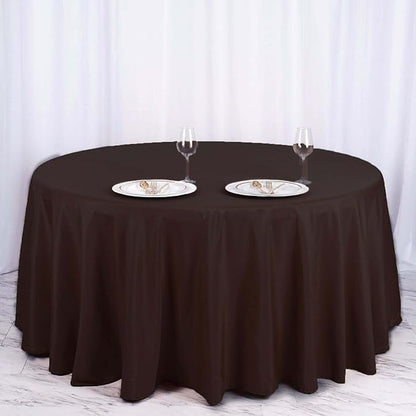 Efavormart Round Tablecloth, 120 Inch Stain & Wrinkle Resistant Washable Table Cloth, Decorative Polyester Fabric Table Cover for Banquet, Wedding, Dining - Chocolate