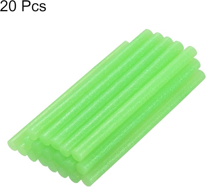uxcell 20pcs Hot Glue Sticks for Glue Gun 7mm/0.27-inch x 4-inch Mini Hot Melt Adhesive Glue Stick Glitter Light Green