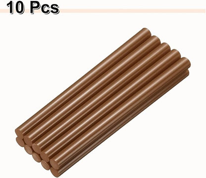 HARFINGTON 10pcs Hot Glue Sticks 0.43" Dia x 7.87" Long EVA Mini Hot Melt Adhesive Glue Stick for Hot Melt Gun Wood Plastic Glass Flowers Fabrics Foam, Brown