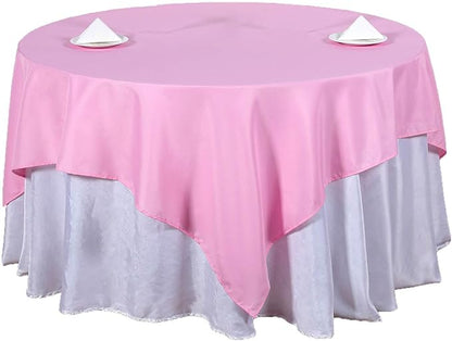 Efavormart 70" Premium Square Polyester Tablecloth for Wedding Kitchen Dining Events - Pink