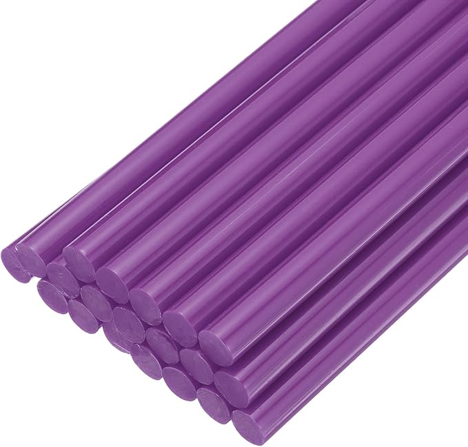 uxcell 20pcs Hot Glue Sticks for Glue Gun 7mm/0.28-inch x 8-inch Mini Hot Melt Adhesive Glue Stick Purple