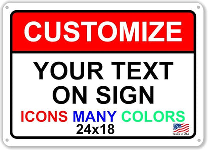 Custom Signs Outdoor Metal for Home Office Business, Personalized, Door, Porch, Delivery, Man Cave, Shop, Garage, Street. For Outside or Inside Use. Our Metal Signs Are UV Printed Solid Aluminum