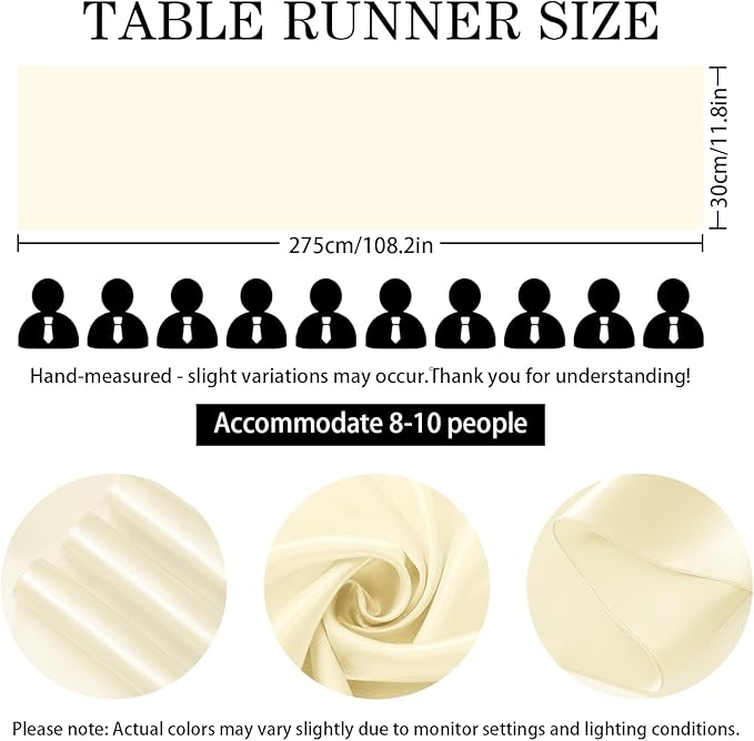 SHEJIZE 2 Pack White Satin Table Runner 12x108 Inches Long, Bright Silky Smooth Satin Table Runner Table Decor for Wedding Banquet Christmas Prom Event Birthday Party