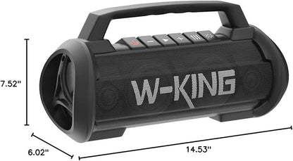 W-KING Portable Speakers Bluetooth Wireless, 120W Max Loudest Bluetooth Speaker, IPX6 Waterproof Outdoor Speaker with 70W Deep Bass/2*Subwoofer/DSP/EQ/42H/LED/MAC-in/Power Bank, Large Party Boombox