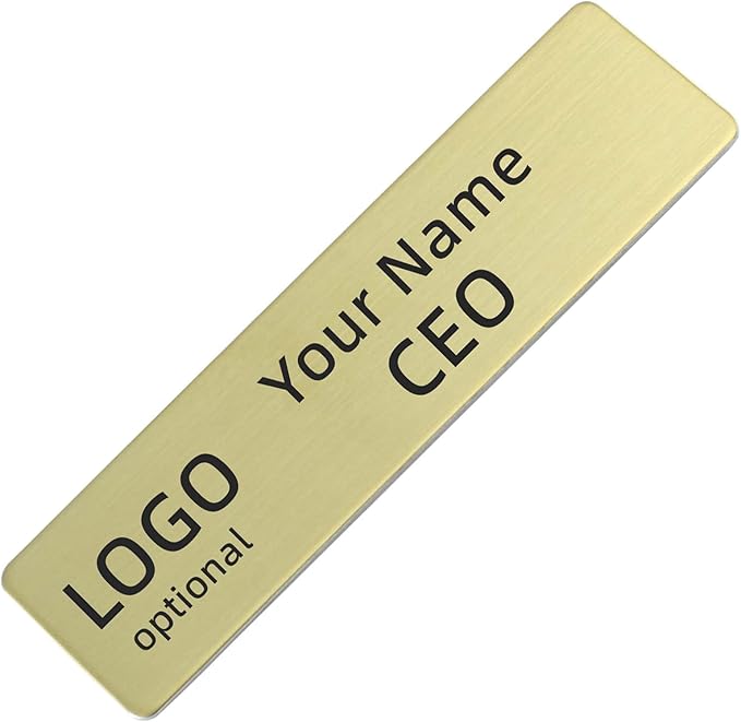 Stainless Steel Durability Gold Custom Name Tag With Pin or Magnet or Adhesive Tape,Metal Easy To Read Name Badge,Personalized Engraved Nametag for Cops, Nurses, Doctors,Employee,Workers (Gold)