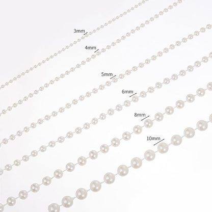 8mm Crafts Faux Pearl Beads Garland Pearl Bead Roll Strand of Pearls to Decorate Floral Centerpieces Wedding Party Favor Christmas Tree(33 Feet Silver)