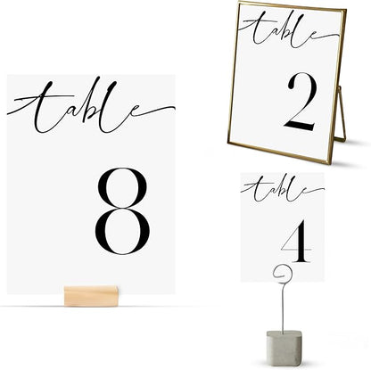 26 Pieces Table Numbers for Wedding Reception, Table Number 1-25 with Head Table Card, Double Sided Contemporary Table Number Design, 4x6" Wedding Table Numbers, Matte Lamination Table Number Cards