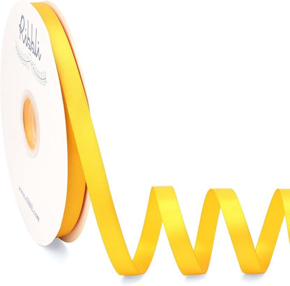 Ribbli Maize Yellow Satin Ribbon Double Faced Satin 1/2 Inch x Continuous 100 Yards-Yellow Ribbon for Gift Wrapping Crafts Wedding Decoration Bows Bouquet Floral Arrangement