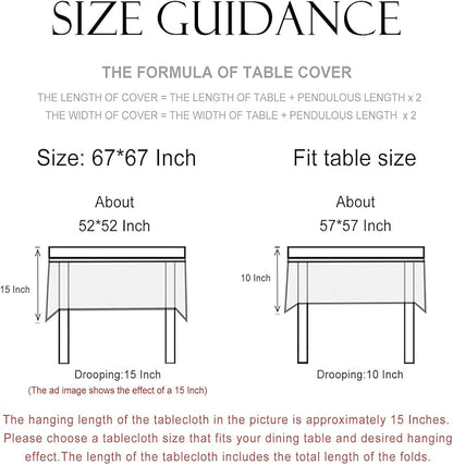 patdrea Designer Vintage Linen Small Square Tablecloth,French Anti-Wrinkle Durable Floral Table Cloth,Colorful Table Cover for Kitchen Dining,Parties,Christmas,Thanksgiving,Party,67"x67"-Puno