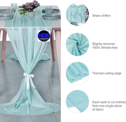 MDS Halloween Chiffon Table Runner - 15 Pack, 29 x 170 Inches, 14ft Each - Sheer Spooky Table Runners for Haunted House Parties, Trick-or-Treat Tables, Witchy Décor, Wedding & Events - Teal