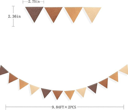 Brown Party Decorations Ombre Brown Felt Hanging Triangle Mini Bunting Pennant Banner Flag for Birthday Baby Shower Wedding Neutral Boho Woodland Safari Western Cowboy Party Classroom Nursery Decor