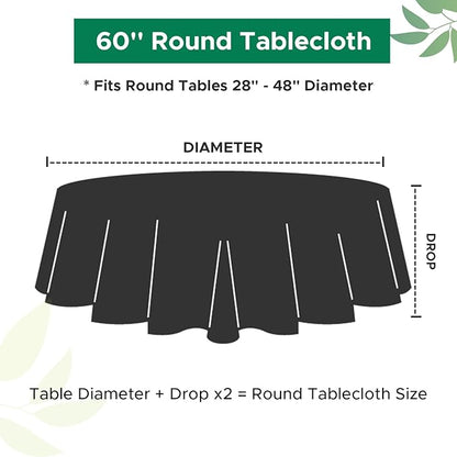 Biscaynebay Textured Fabric Round Tablecloths 60" for Round Tables diameters from 28" to 48", Natural Water Resistant Folding Table Covers Washable for Dining, Kitchen, Wedding, Parties etc