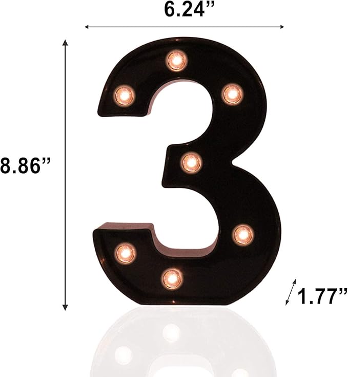 OYCBUZO Light Up Black Alphabet Marquee Number Sign LED Marquee Number Lights Sign for Night Light Home Bar Christmas Lamp Birthday Party Wedding Decoration 3