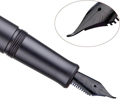 Hongdian M2 Black Forest Mini Fountain Pen, Bent Nib & Sleek Shape Aluminium Short Pocket Travel Pen (Space Gray)