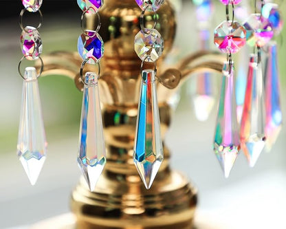 H&D HYALINE & DORA 20pcs 55mm Suncatcher Aurora Chandelier Icicle Crystal Prisms Pendant, Octagon Beads Decor Sun Catchers