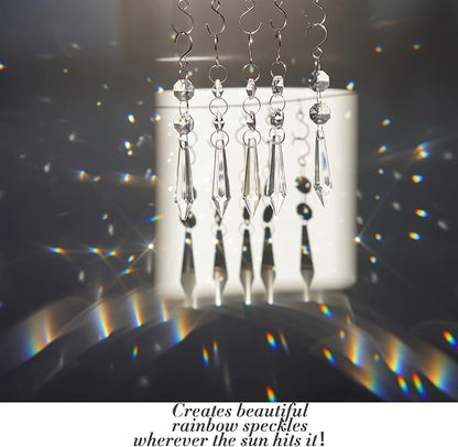 20pcs 55mm Chandelier Icicle Crystal Prism Suncatcher,Clear Chandelier Crystals Replacement,Crystals for Chandeliers with Hooks for Windows Wedding Lamp Decoration
