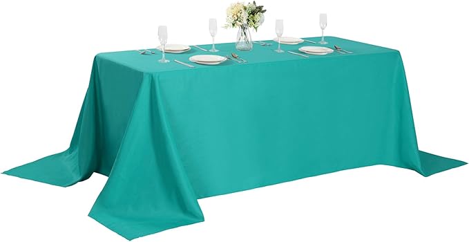 Rectangle Tablecloth 90x156 inch Washable Polyester Fabric Table Cloth for Wedding Party Dining Banquet Decoration（90x156, Turquoise）