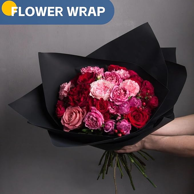 Black Wrapping Paper, 15"×900" (75FT) Art Paper Craft Kraft Paper Roll for Poster Bulletin Board, Construction Paper Roll for Father’s Day Men Birthday Valentines Halloween Bouquet Flower Packing