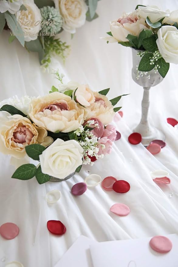 Floroom 500pcs Rose Petals Red Fake Faux Silk Flower Petals for Wedding Flower Girl Basket Aisle Scatter Sweetheart Table Centerpieces Party Confetti Bridal Shower Romantic Night Home Decoration